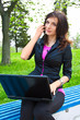 Young woman is working on laptop. Young woman is working on laptop.