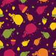 abstract seamless pattern with pigs and acorns