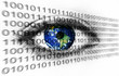 Planet earth in eye with binary numbers Planet earth in eye with binary numbers