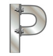 Metallic letter P isolated on white background