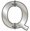 Metallic letter Q isolated on white background
