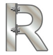 Metallic letter R isolated on white background