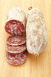 Salami on cutting board Salami on cutting board