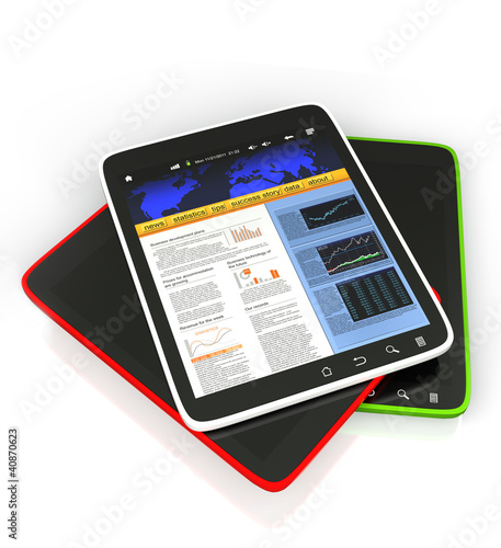 Illustration: 3D: Illustration of the Tablet PC on a white background, mobile 3D: Illustration of the Tablet PC on a white background, mobile