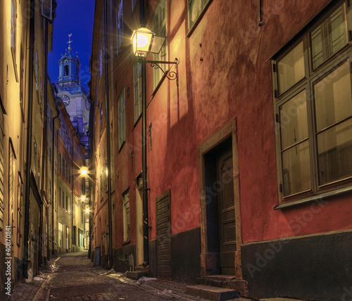 Photo: At night in the alley in Old Town. At night in the alley in Old Town.