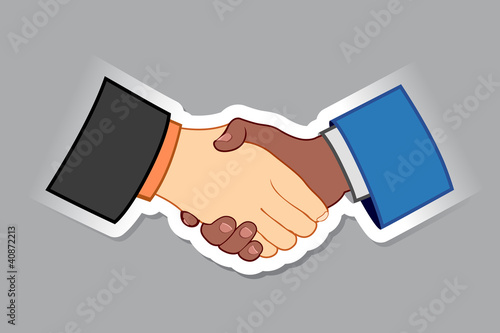 Vektor: Sticker of Handshake Sticker of Handshake