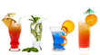 Photo: Different cocktails on white background Different cocktails on white background