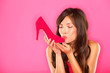 Woman kissing shoe