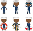 Set of cute African-American sailors