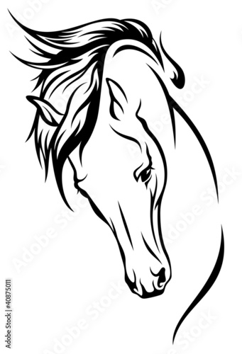Vektor: horse head with flying mane vector illustration horse head with flying mane vector illustration