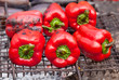 Red grilled pepper on bbq Red grilled pepper on bbq