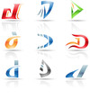 Vector illustration of glossy icons based on the letter D