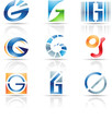 Vector illustration of glossy icons based on the letter G