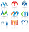 Vector illustration of glossy icons based on the letter M