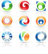 Vector illustration of glossy icons based on the letter O