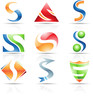 Vector illustration of glossy icons based on the letter S