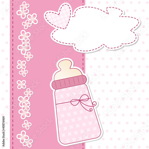 Vector: baby shower - nascita bimba - fiocco rosa baby shower - nascita bimba - fiocco rosa