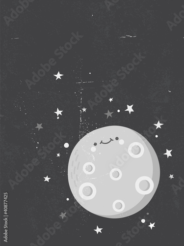Vector: Cute Moon with a human face looking at the stars Cute Moon with a human face looking at the stars