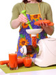 woman prepare Juice extractor and carrot