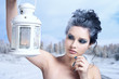 Portrait of beautiful woman with winter style makeup