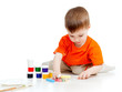 cute child with paints and chalks