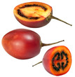 Slice fresh tamarillo on white background