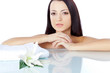 brunette woman portrait with clear skin brunette woman portrait with clear skin