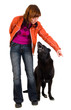 woman is dog training
