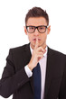 Business man keeping silence Business man keeping silence