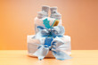 Cakes made of diapers on white Cakes made of diapers on white