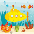 Vector: Cartoon submarine investigates the ocean Cartoon submarine investigates the ocean