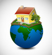 Planet with house and garden. Vector Illustration Planet with house and garden. Vector Illustration