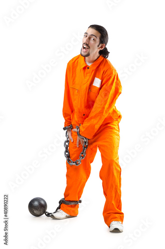 Photo: Convicted criminal on white background Convicted criminal on white background