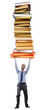 Businessman with books on white