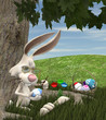 Ilustración: Easter Bunny Painting Eggs Easter Bunny Painting Eggs