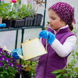 Gardening - lovely girl watering plants in green house