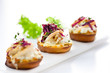 crostini appetizer with pear, radicchio and green salad