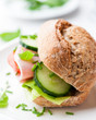 Healthy Wholemeal Sandwich with Ham and Vegetables