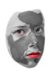 Photo: Sad teenager with grey cosmetic mask Sad teenager with grey cosmetic mask