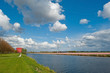 Architecture along a canal in spring
