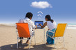 Cloud Computing: Business meeting at beach Cloud Computing: Business meeting at beach