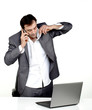 Business man tired and talking