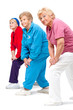 Photo: Senior women streching legs. Senior women streching legs.