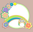 Cute kids background with flowers and owls