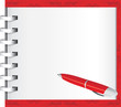 Spiral notepad and red ballpen Spiral notepad and red ballpen