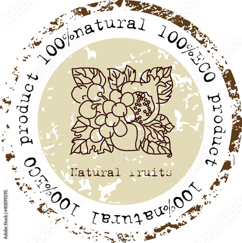 Vector: Grunge rubber stamp with vintage fruits Grunge rubber stamp with vintage fruits