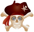 Skull with Pirate Hat Illustration Skull with Pirate Hat Illustration