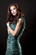 Photo: brunette and green dress brunette and green dress