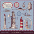 vector set: lighthouse - vintage nautical design elements
