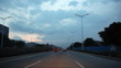 Driving at sunset